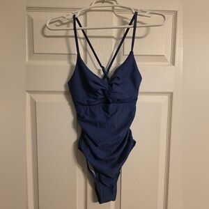 Zaful Navy Blue Tummy Control One Piece Swimsuit